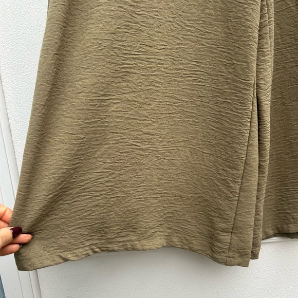 Simplee Pants Wide Leg Pull On Palazzo Boho Pockets Women XL Khaki Green - Picture 7 of 12